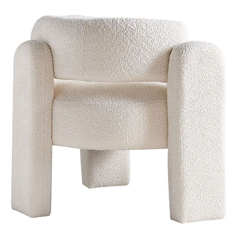 34.6" Modern Beige Wide Boucle Accent Chair