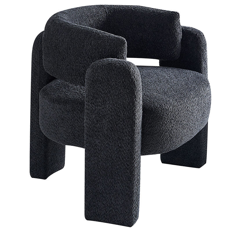 34.6" Modern Dark Grey Wide Boucle Accent Chair