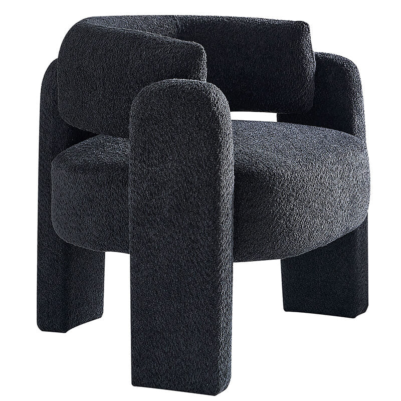 34.6" Modern Dark Grey Wide Boucle Accent Chair