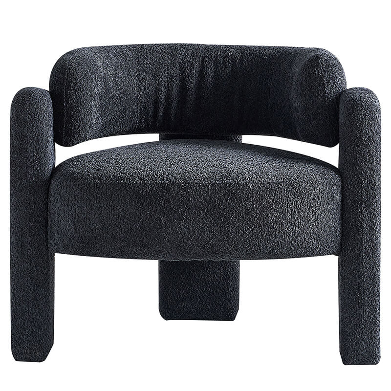 34.6" Modern Dark Grey Wide Boucle Accent Chair