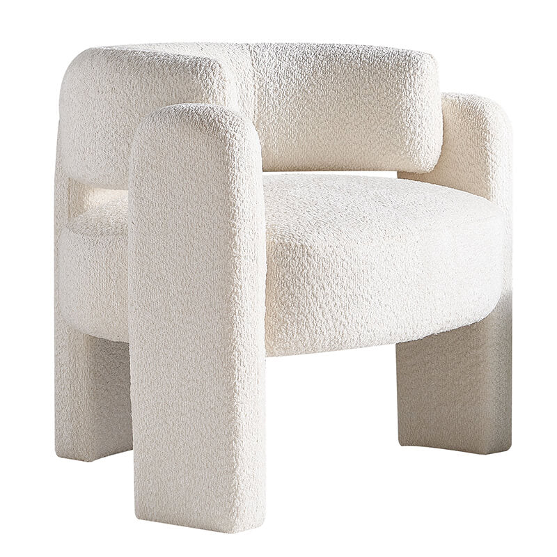 34.6" Modern Beige Wide Boucle Accent Chair