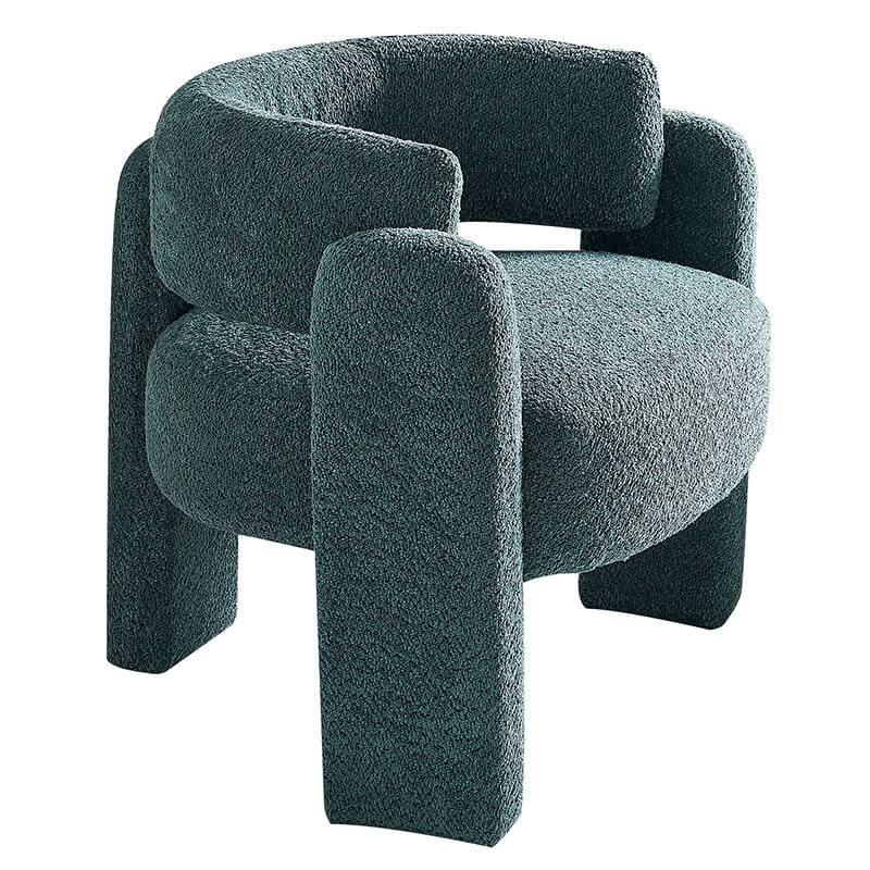 34.6" Modern Green Wide Boucle Accent Chair