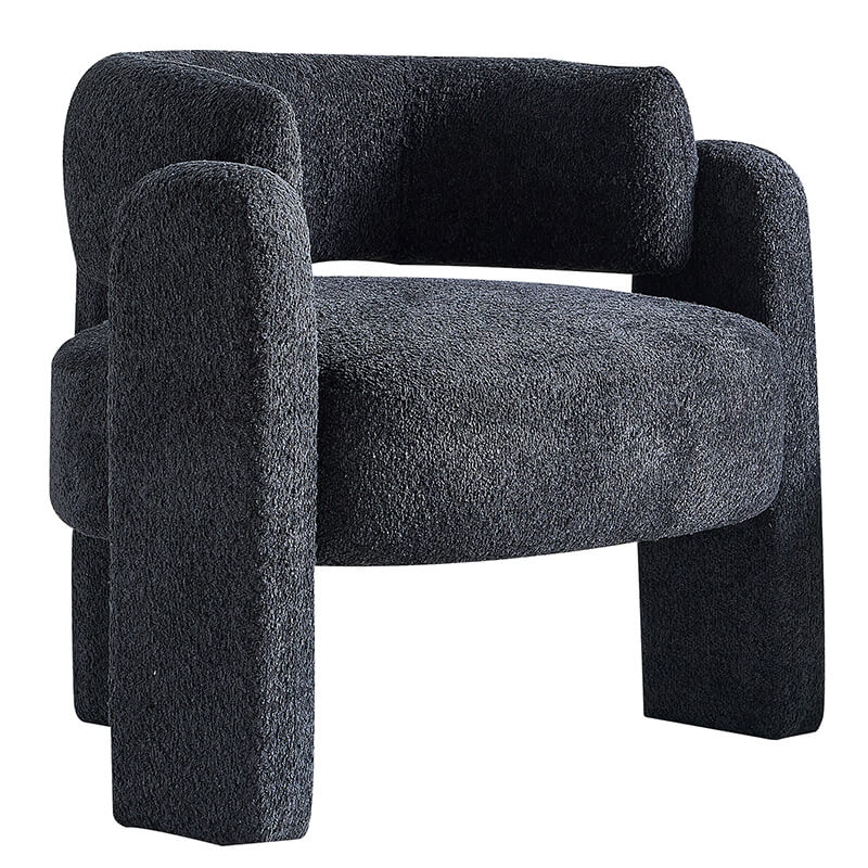 34.6" Modern Dark Grey Wide Boucle Accent Chair