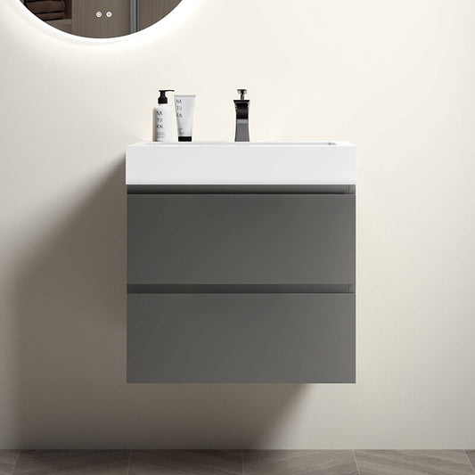 24" Modern Grey Alice Wall-Mounted Bathroom Vanity with White Sink