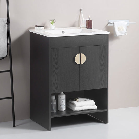 23.6" Black Freestanding Bathroom Vanity Cabinet