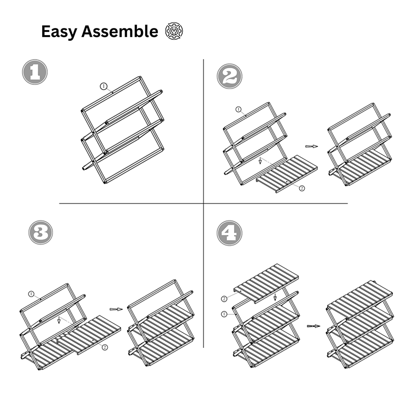 Multipurpose 3-Tiers Acacia Foldable Wooden Rack