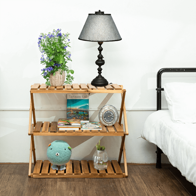 Multipurpose 3-Tiers Acacia Foldable Wooden Rack