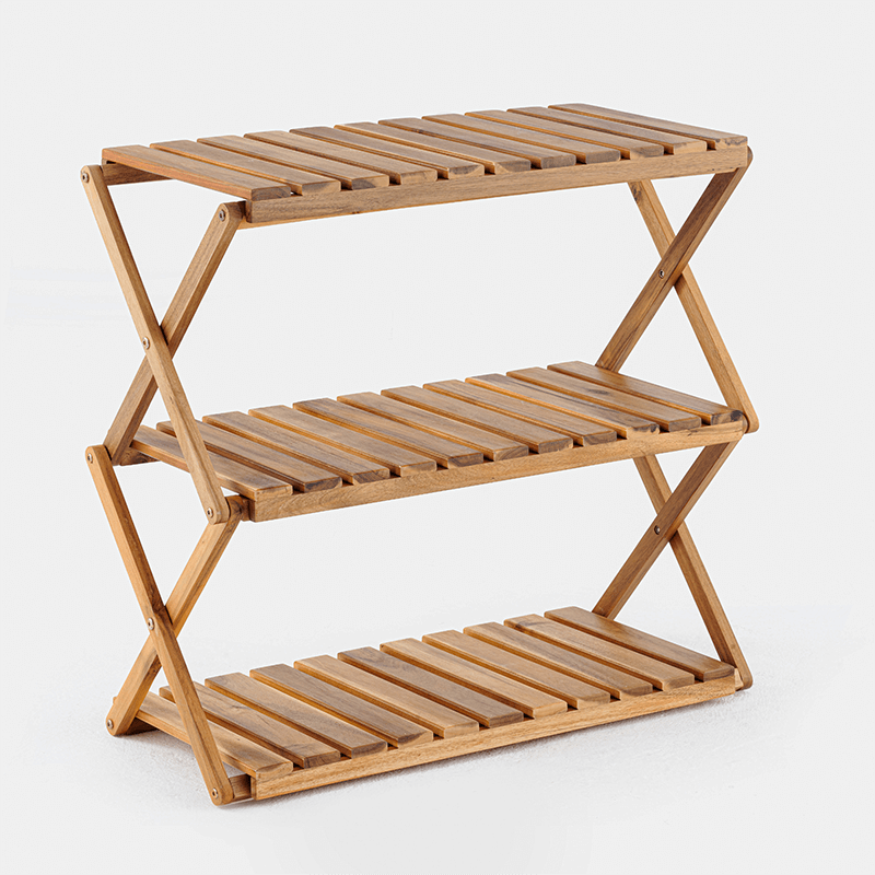 Multipurpose 3-Tiers Acacia Foldable Wooden Rack