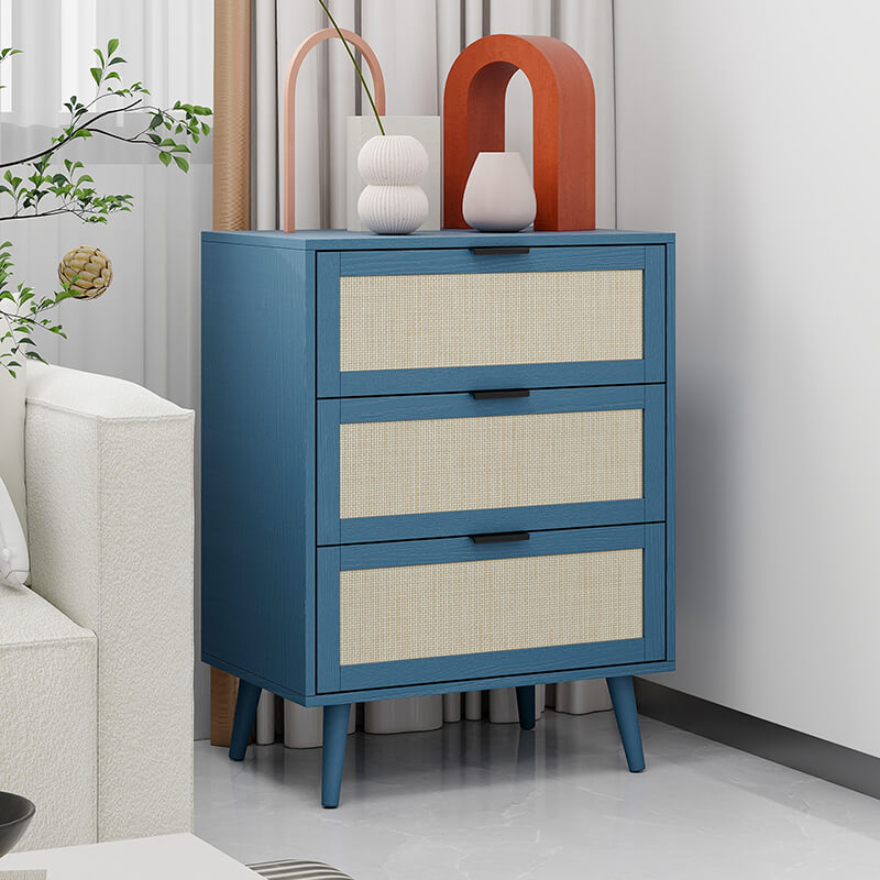 Engineered Rattan Particle Board 3-Drawer Cabinet