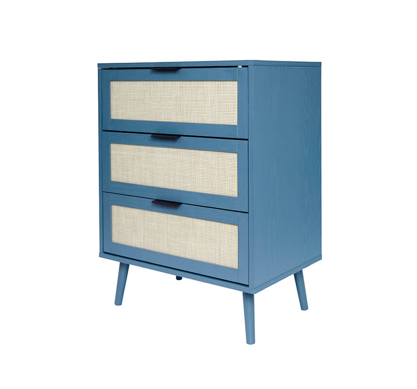 Engineered Rattan Particle Board 3-Drawer Cabinet