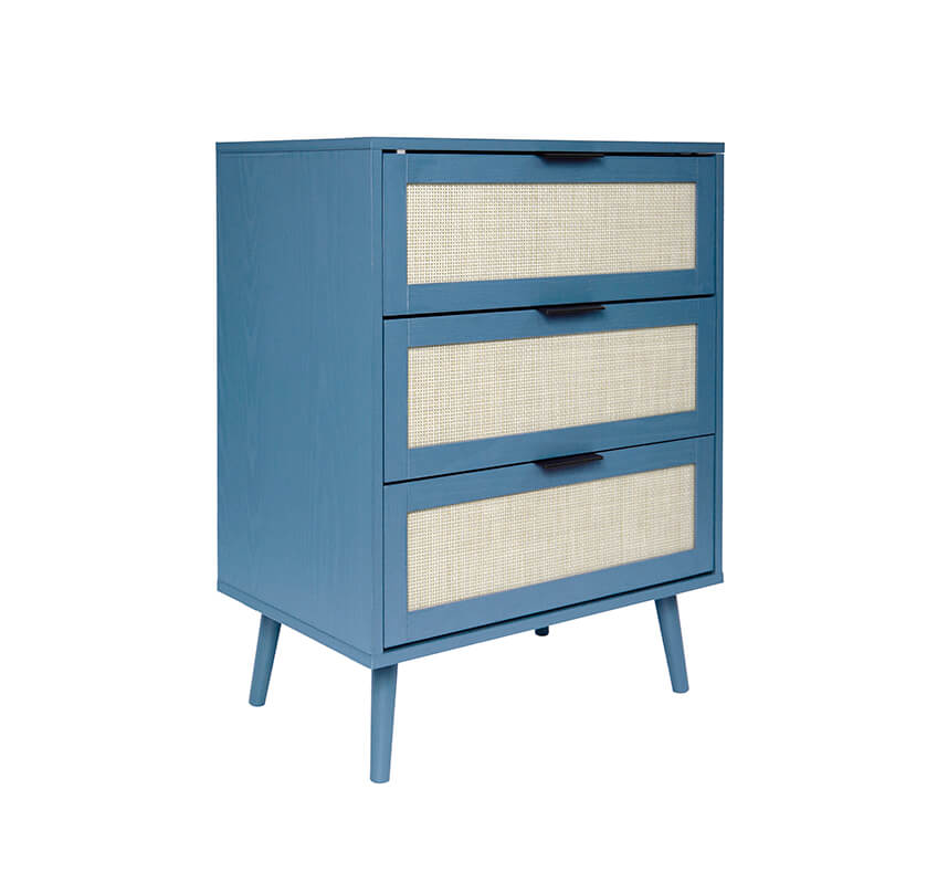 Engineered Rattan Particle Board 3-Drawer Cabinet