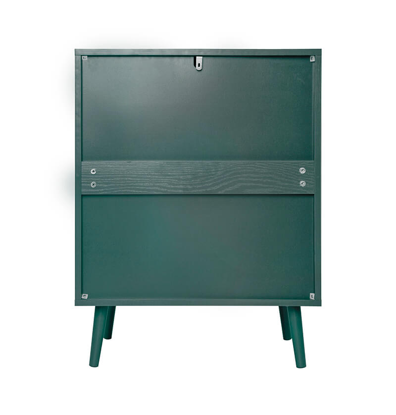 23.6" Dark Green Particle Board 3-Drawer Cabinet - Engineered Rattan