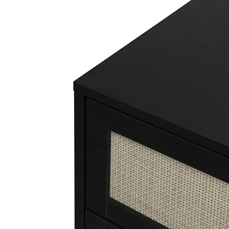 Black Engineered Rattan Particle Board Cabinet