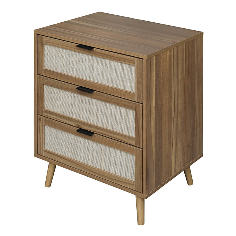 Modern Walnut Particle Board 3-Drawer Cabinet