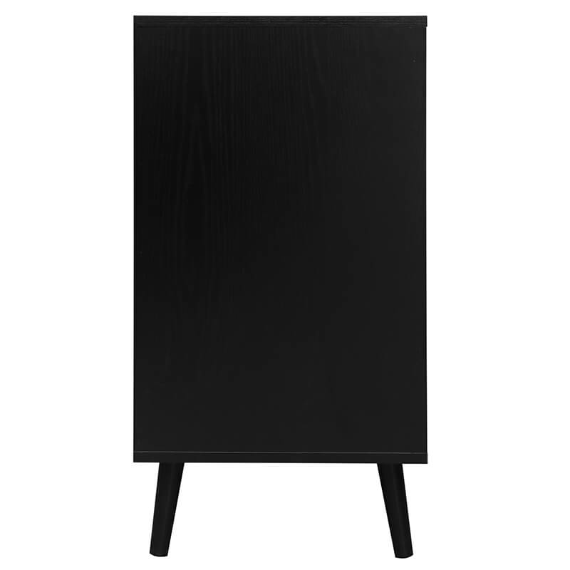 Black Engineered Rattan Particle Board Cabinet