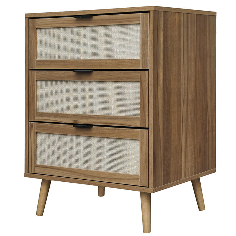 Modern Walnut Particle Board 3-Drawer Cabinet