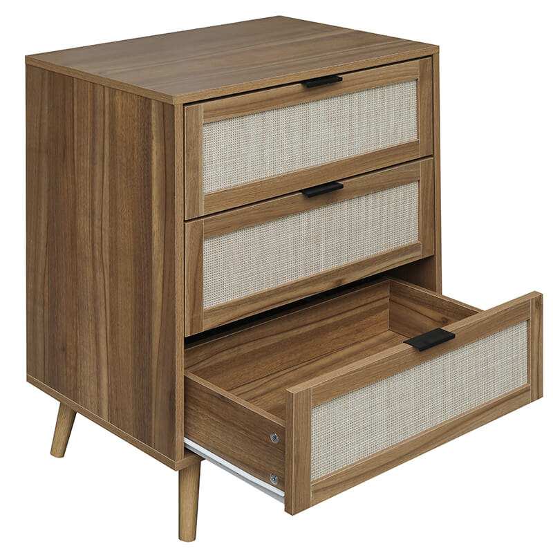 Modern Walnut Particle Board 3-Drawer Cabinet