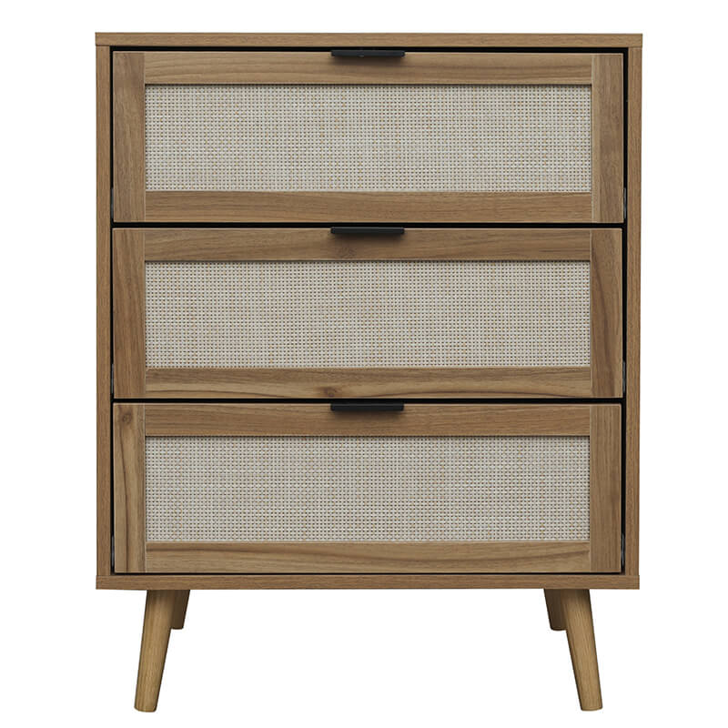 Modern Walnut Particle Board 3-Drawer Cabinet