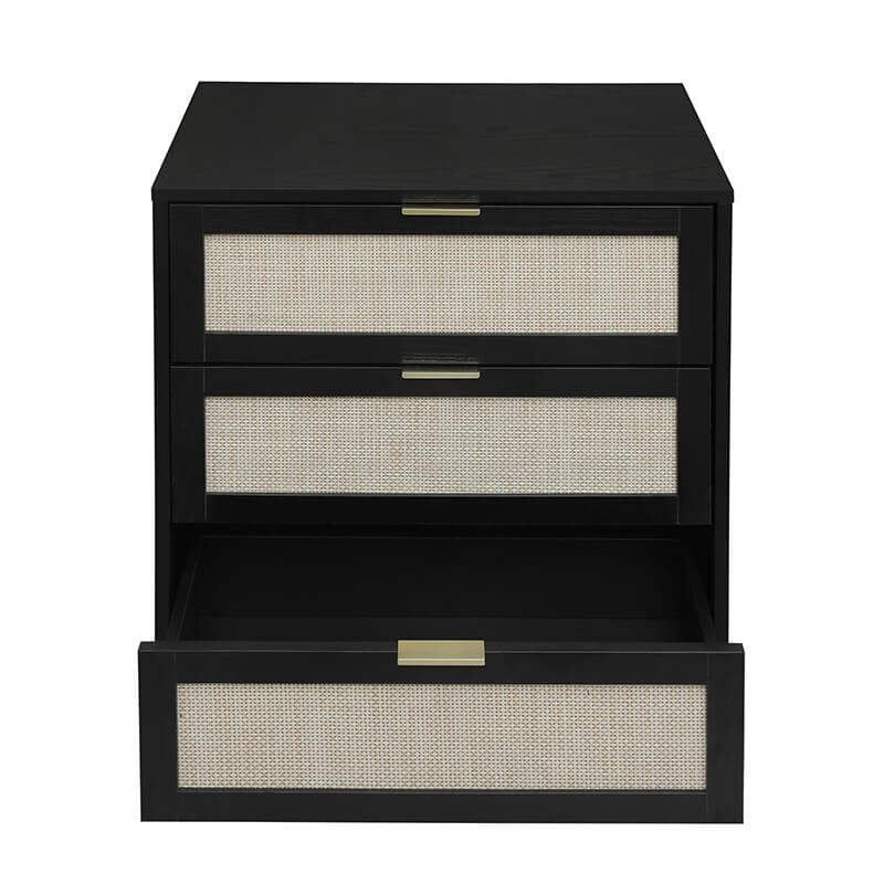 Black Engineered Rattan Particle Board Cabinet