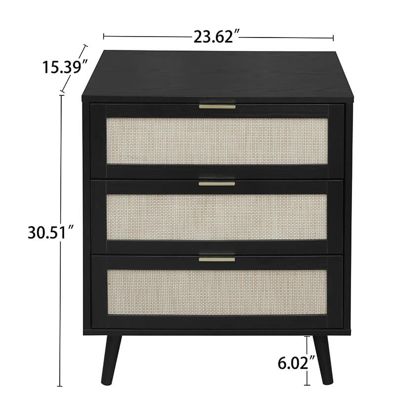 Black Engineered Rattan Particle Board Cabinet