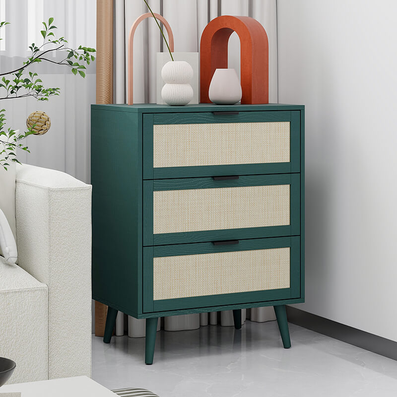 Dark Green Particle Board 3-Drawer Cabinet 