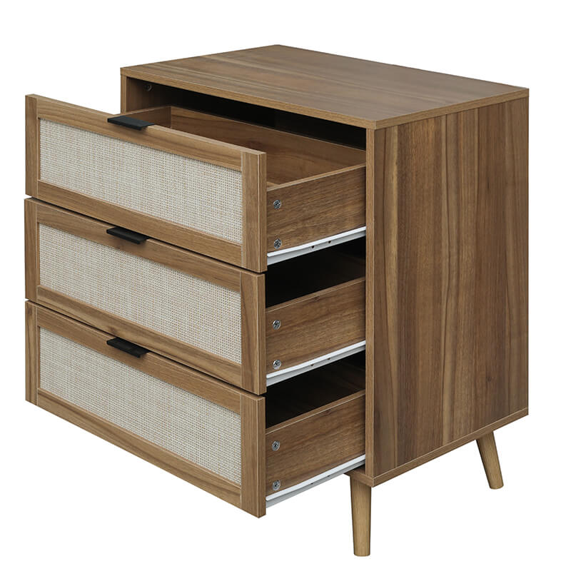 Modern Walnut Particle Board 3-Drawer Cabinet