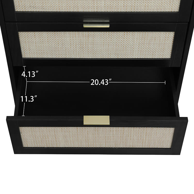 Black Engineered Rattan Particle Board Cabinet