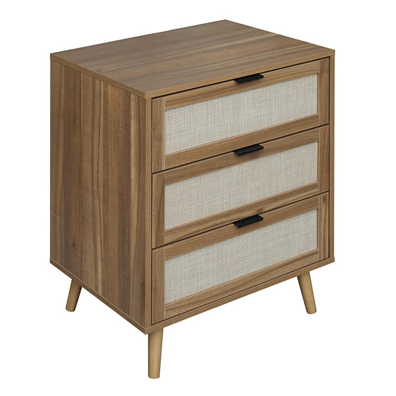 Modern Walnut Particle Board 3-Drawer Cabinet