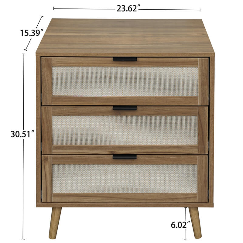 Modern Walnut Particle Board 3-Drawer Cabinet