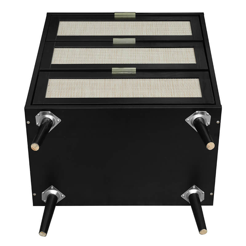 Black Engineered Rattan Particle Board Cabinet