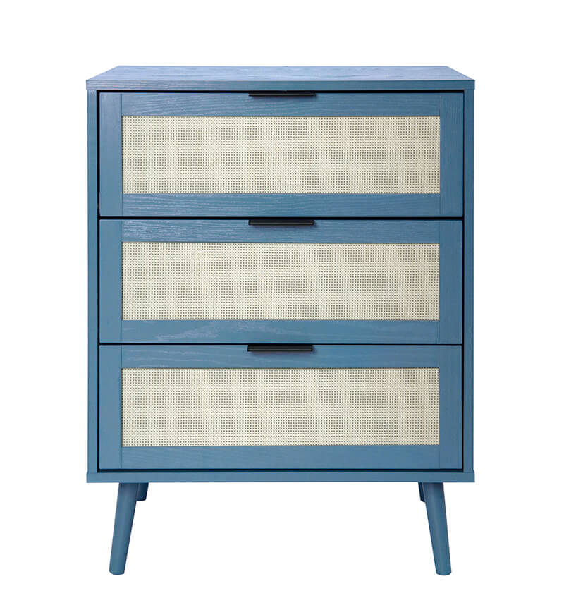 Engineered Rattan Particle Board 3-Drawer Cabinet