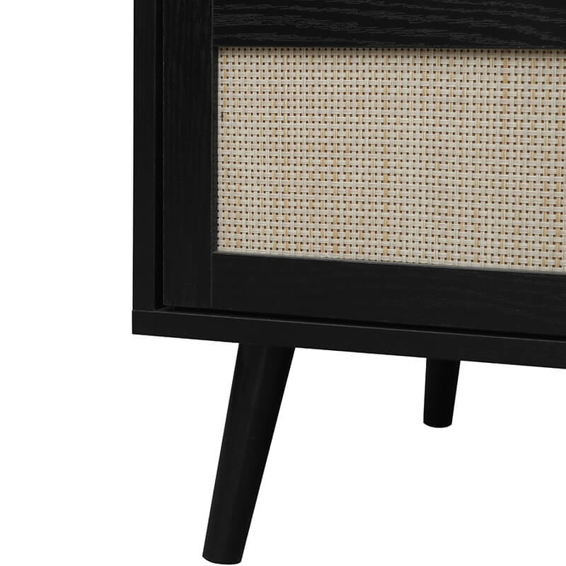 Black Engineered Rattan Particle Board Cabinet