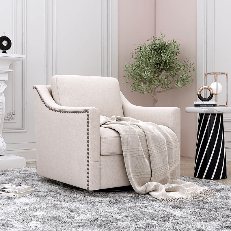 Modern White 360 Degree Swivel Armchair