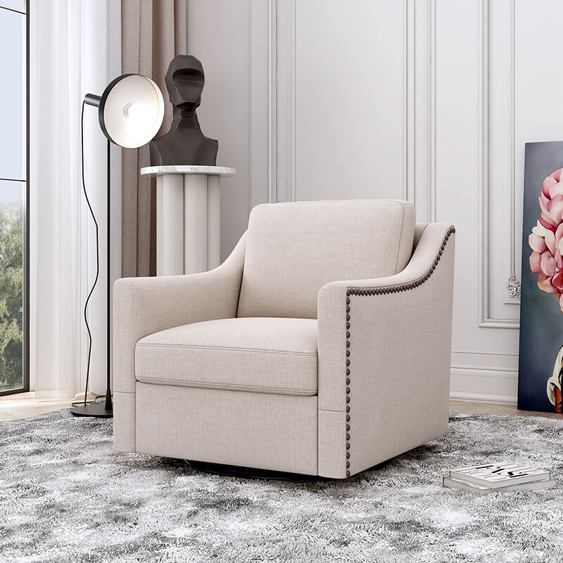 Modern White 360 Degree Swivel Armchair