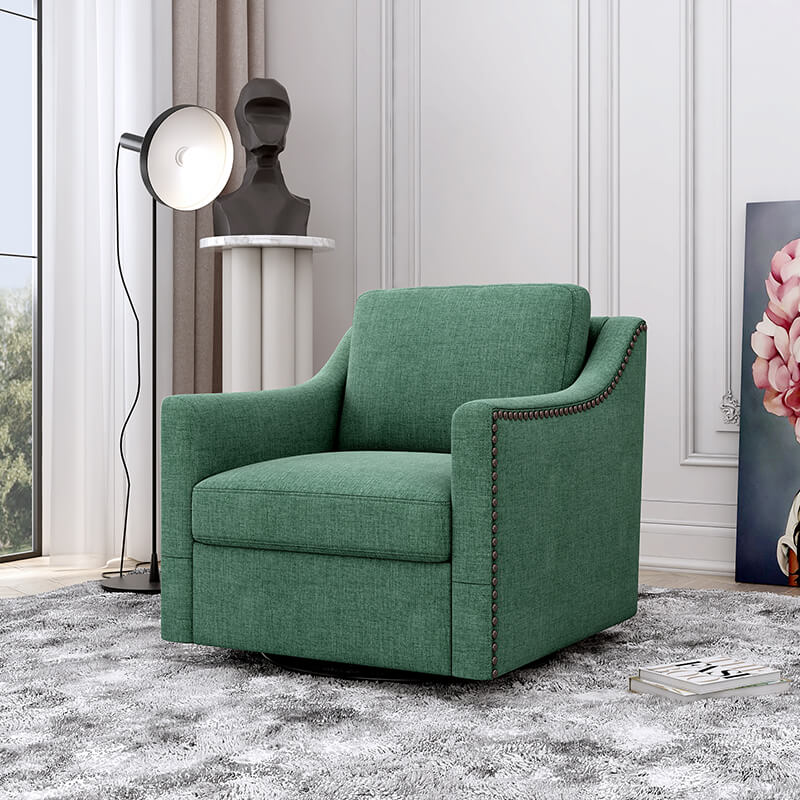 Cotton Linen 360 Degree Swivel Armchair