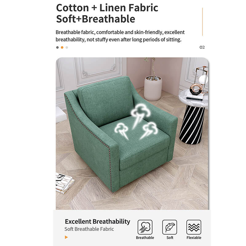 Cotton Linen 360 Degree Swivel Armchair