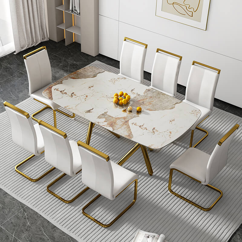 Modern Faux Marble Rectangular Dining Table