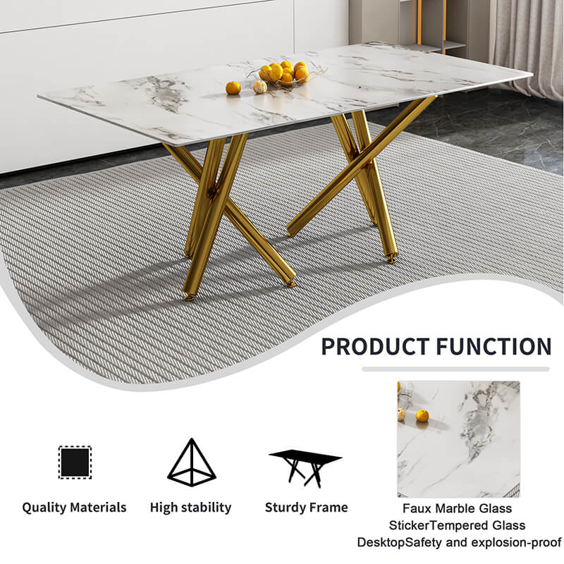 70.9" Modern White Rectangular Dining Table