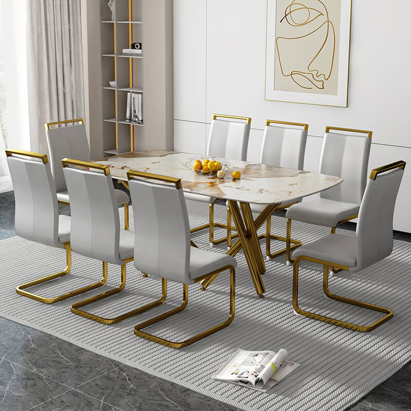 Modern Faux Marble Rectangular Dining Table