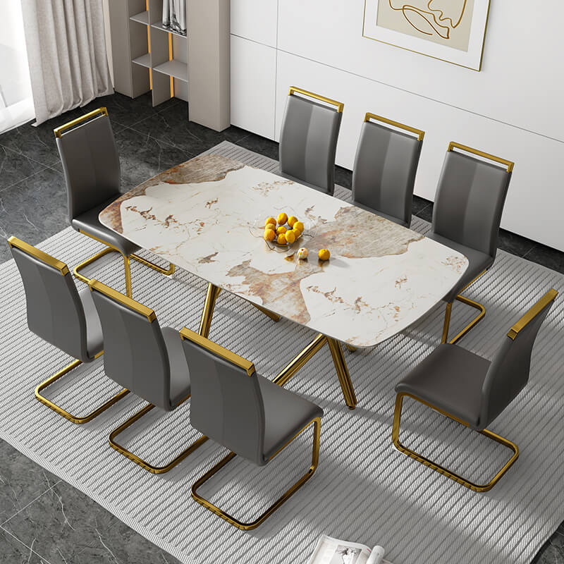 Modern Faux Marble Rectangular Dining Table