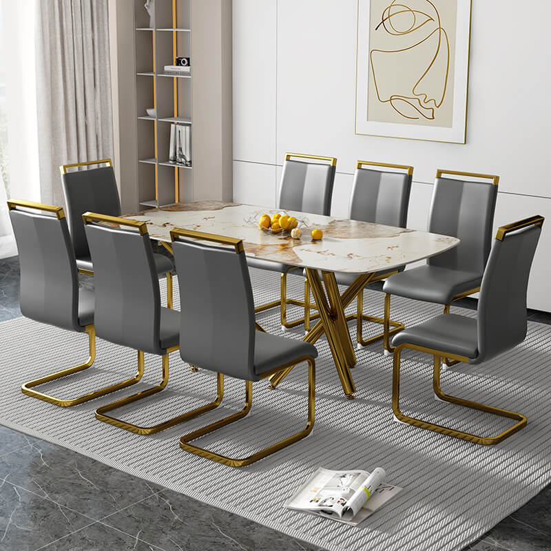 Modern Faux Marble Rectangular Dining Table