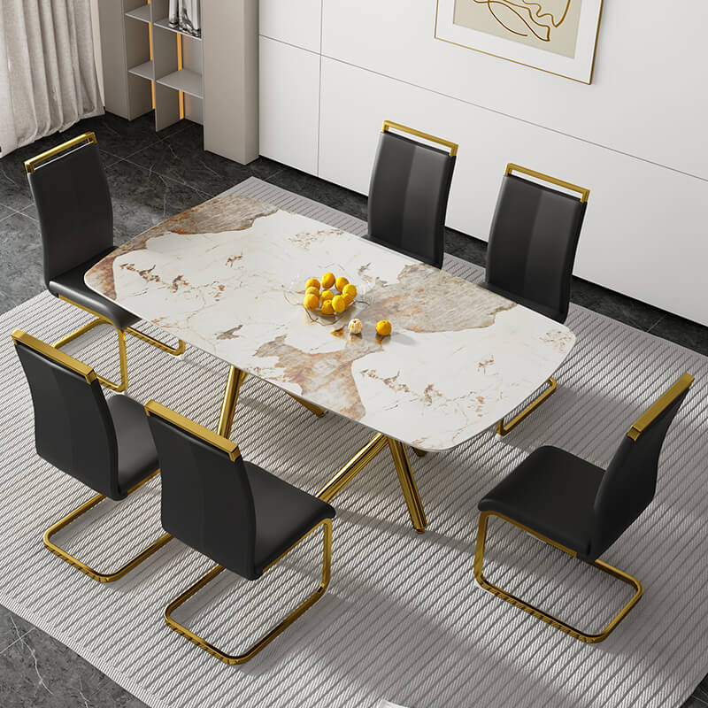 Modern Faux Marble Rectangular Dining Table