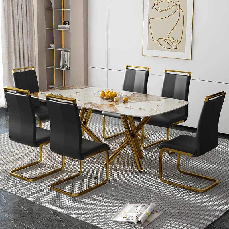 Modern Faux Marble Rectangular Dining Table