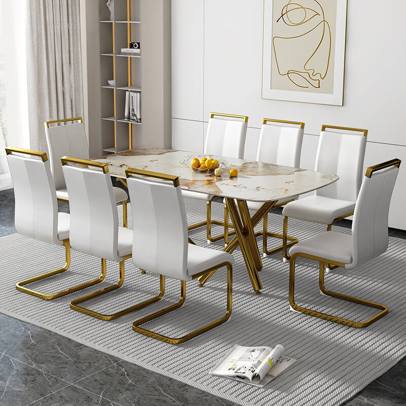 Modern Faux Marble Rectangular Dining Table