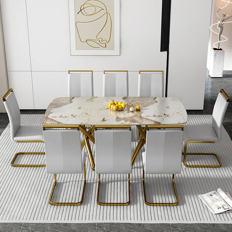 Modern Faux Marble Rectangular Dining Table