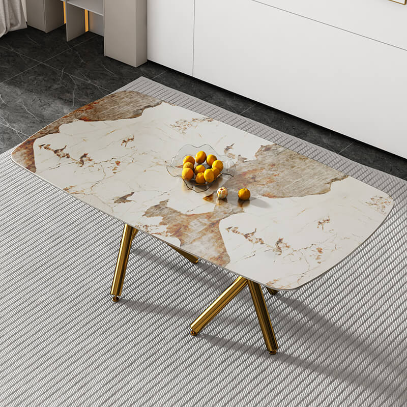 Modern Faux Marble Rectangular Dining Table