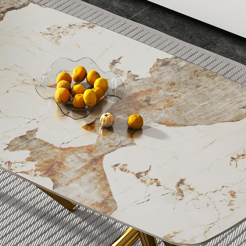 Modern Faux Marble Rectangular Dining Table