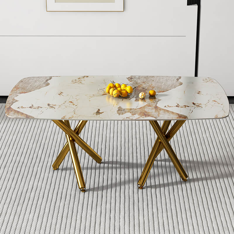 Modern Faux Marble Rectangular Dining Table