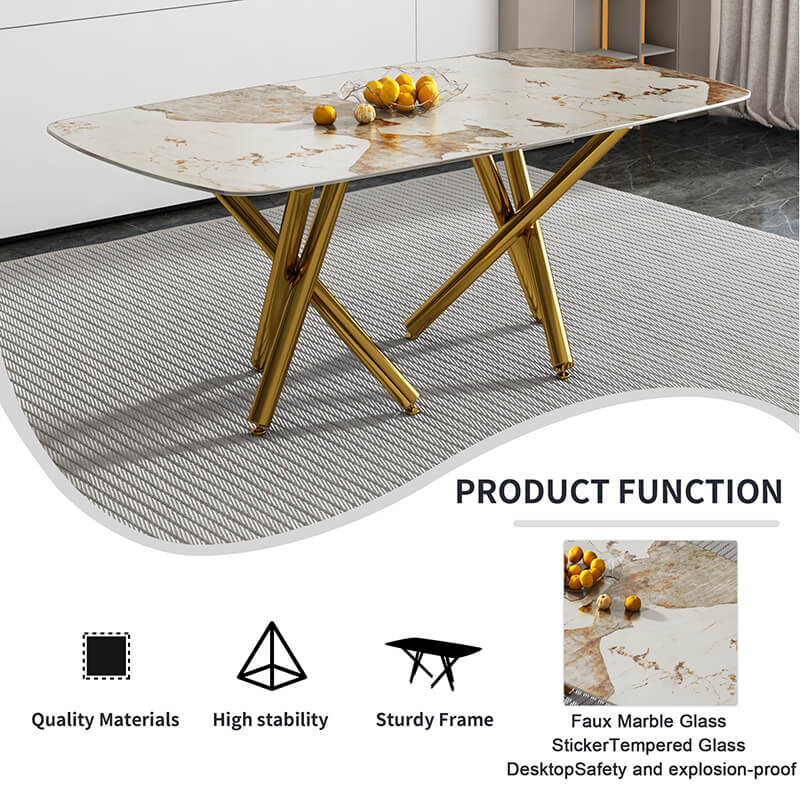 Modern Faux Marble Rectangular Dining Table