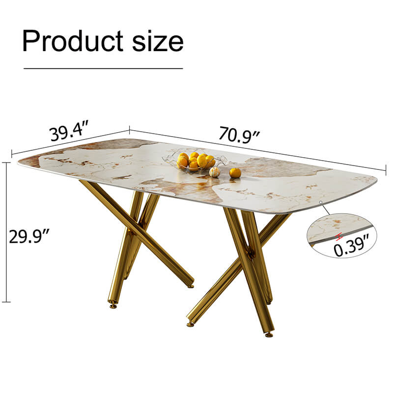 Modern Faux Marble Rectangular Dining Table